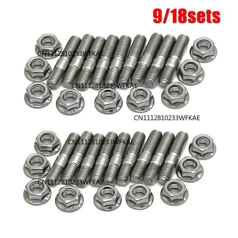 M8*40 Exhaust Manifold Stud Series Stainless Steel Stud Serrated Bolts Nut Screw For Honda Civic Acura Integra V3 B D