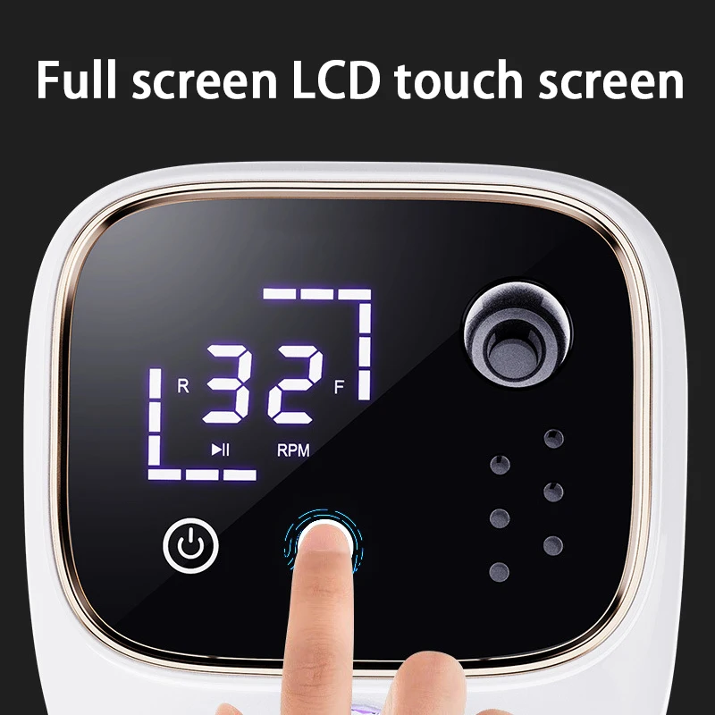 プロ用ネイルドリルマシン 45000RPM高速ネイルファイルマシン LCDスクリーン USB充電ポート付き ネイルアートサロン/自宅用