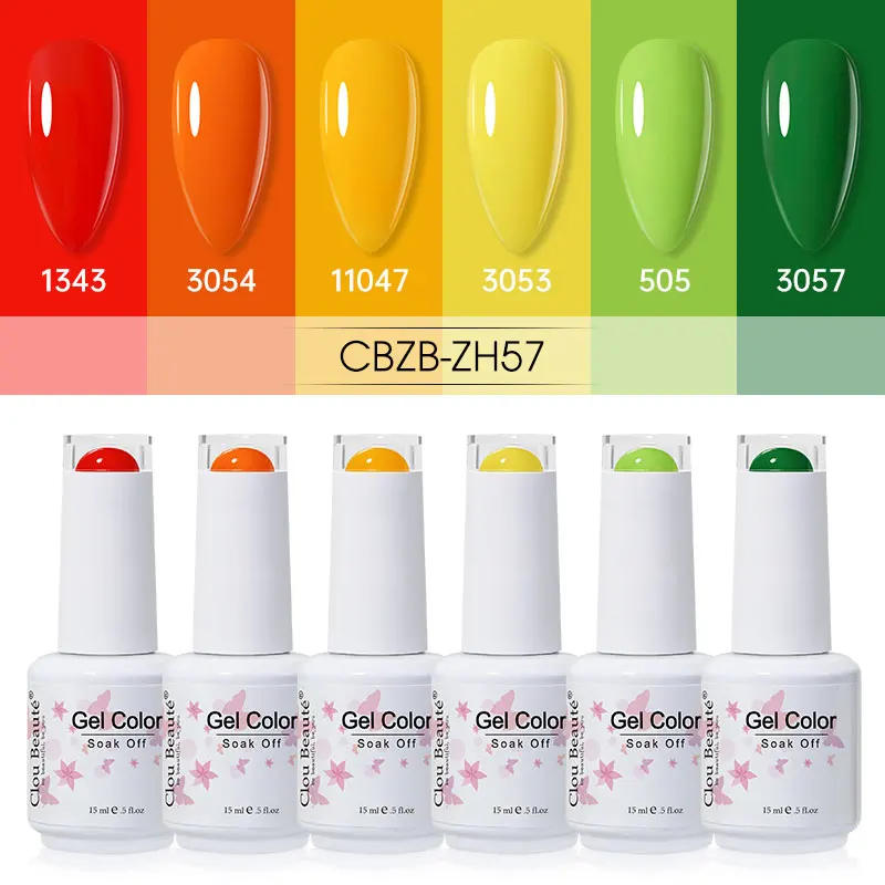 Clou Beaute 6 Colour Nail Set of Manicure Permanent Summer Pastal Gel Varnish Wholesale UV Gel Lacquer Nail Art