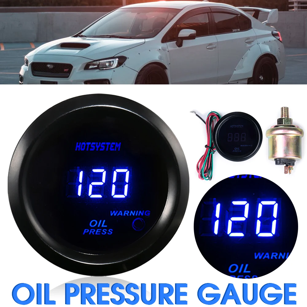 2inch 52mm Oil Pressure Gauge Digital LED Display Black Face Car Meter with Sensor Digital Oil Pressure Gauge+Sensor Meter Kit