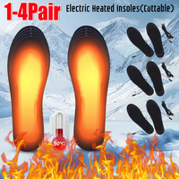 1-4Pair Electric Heated Insoles USB Heating Warm Sock Pad Mat Cuttable Electric Heated Insoles Winter Thermal Insole For Outdoor