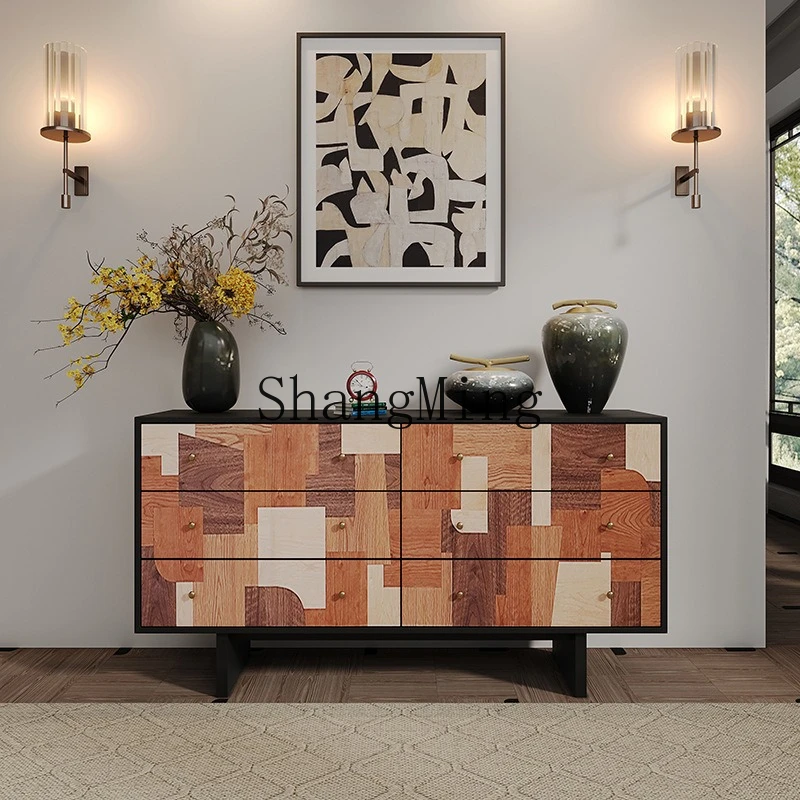 

SM solid wood living room wall storage decoration with drawers household bedroom bedside storage TV cabinet