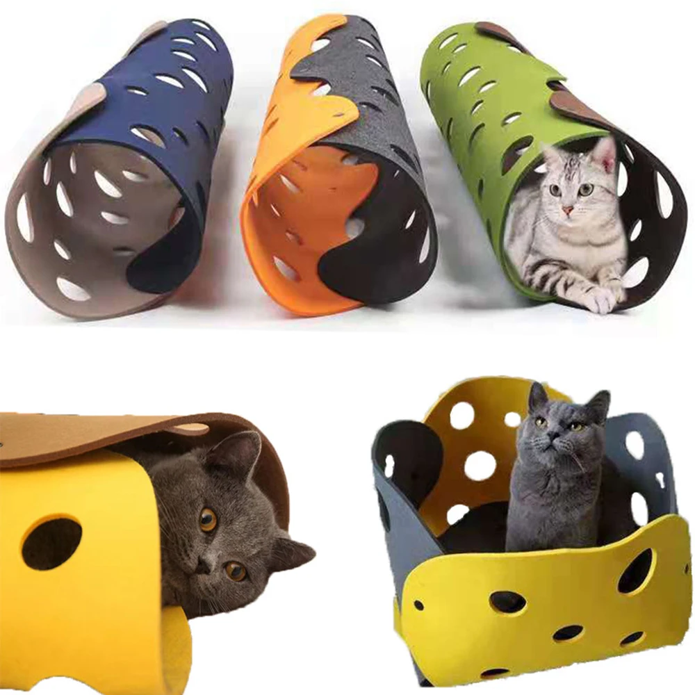 

3M Tunnel Toy Cat Fun Cat Toy Felt Pom Splicing Tunnel Deformable Kitten Nest Collapsible Holes House Tunnel Interactive Pet Toy