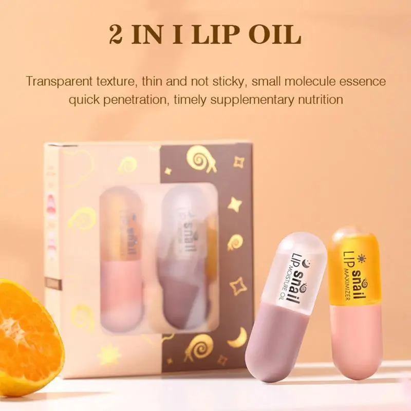 2pcs Day Night Instant Volume Lips Plumper Oil Moisturizing Repairing Reduce Lip Fine Line Serum Cosmetic Sexy Lip Gloss Makeup