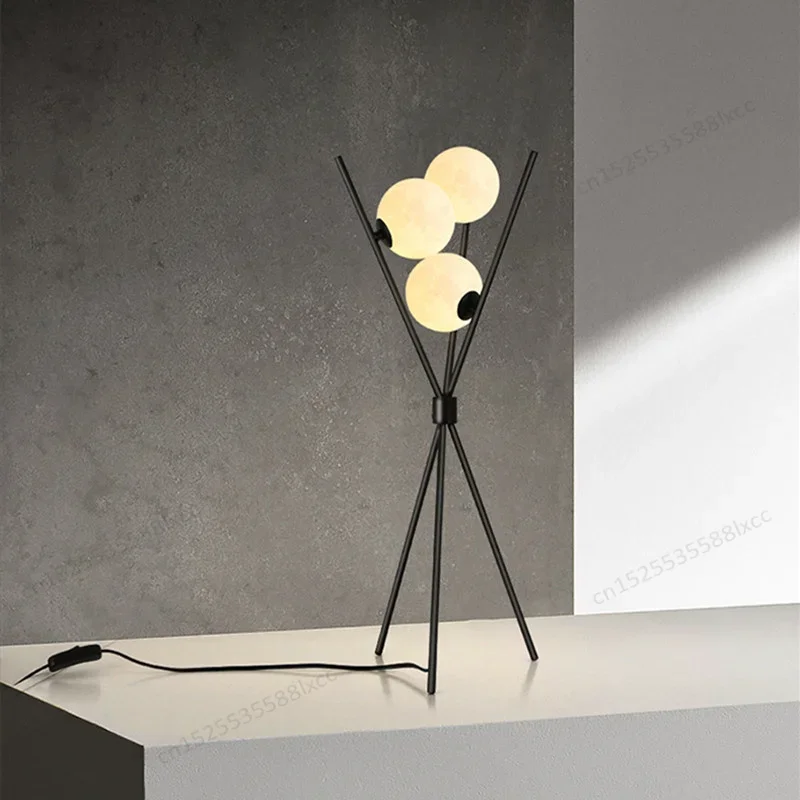 Led Floor Lamp Nordic Sofa Living Room Decoration Floor Light Room Decor Tripod 3D Moon Lamp Shade Modern Standing Lamp