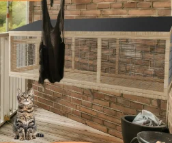 Wooden Pet House, Waterproof and Windproof, Universal for All Seasons, Multi-sized Windows, Wide View, Pet Cage