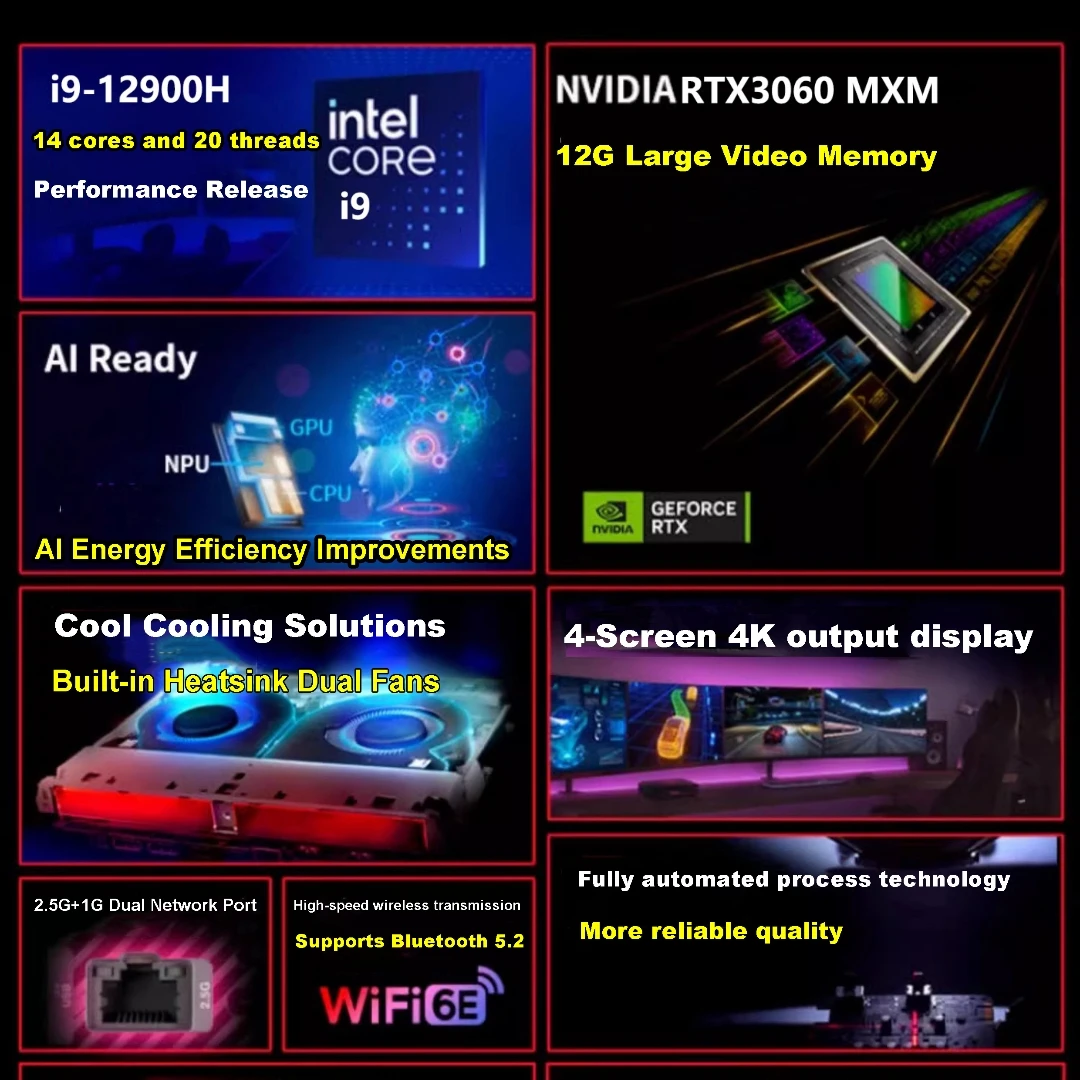 كمبيوتر مكتبي صغير للألعاب Intel Core I7 I9 12th 13th Gen RTX3060 12G بطاقة رسومات Windows 10/11 كمبيوتر صغير محمول