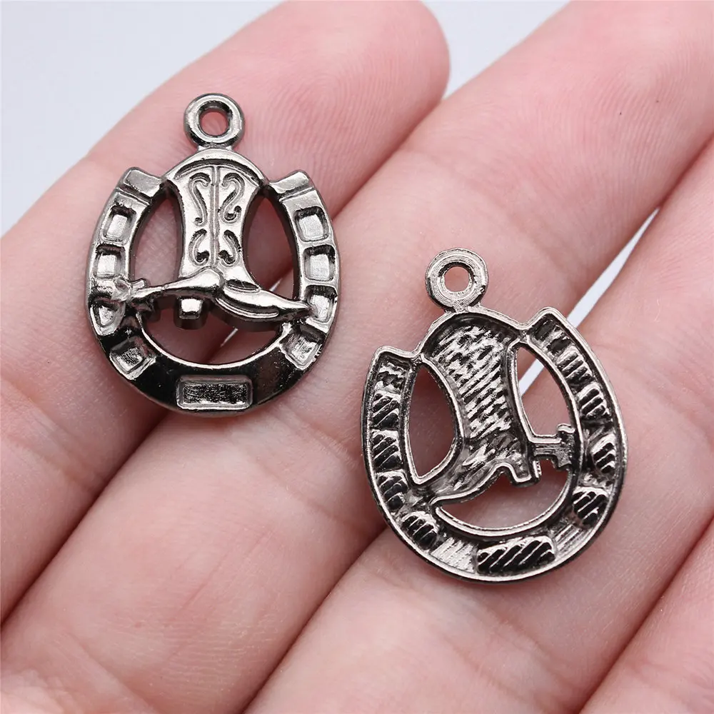 Jewelry And Accessories Cowboy Boots Horse Shoe Charms Popular Components 10pcs