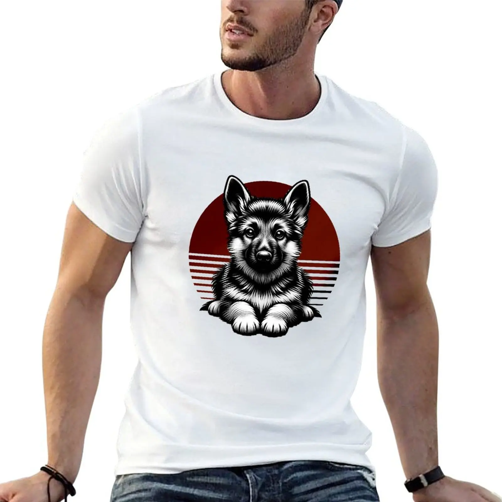 

German German Dog Shepherd for Lovers t shirts Drawing shirt fit t German slim luxury man Shepherd man T-Shirt shepherds