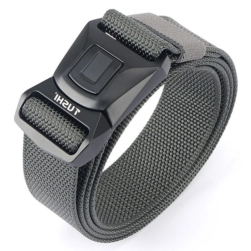 LUDIVIS Hard Metal Simple Convenient Tactical Belt Soft Genuine Nylon Military Belt Tough Non-Slip Men Hunting Fishing Belt