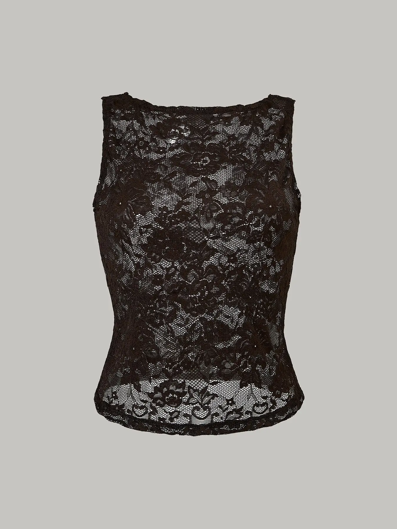 Damen Ärmelloses Spitzen-Slim-Fit Y2K-Shirt, Sommer-Oberteil mit O-Ausschnitt, Netz-Spitzen-Tanktop, Sexy Einfaches Einfarbiges Spitzen-Top für Damen 2026 – Detail 1