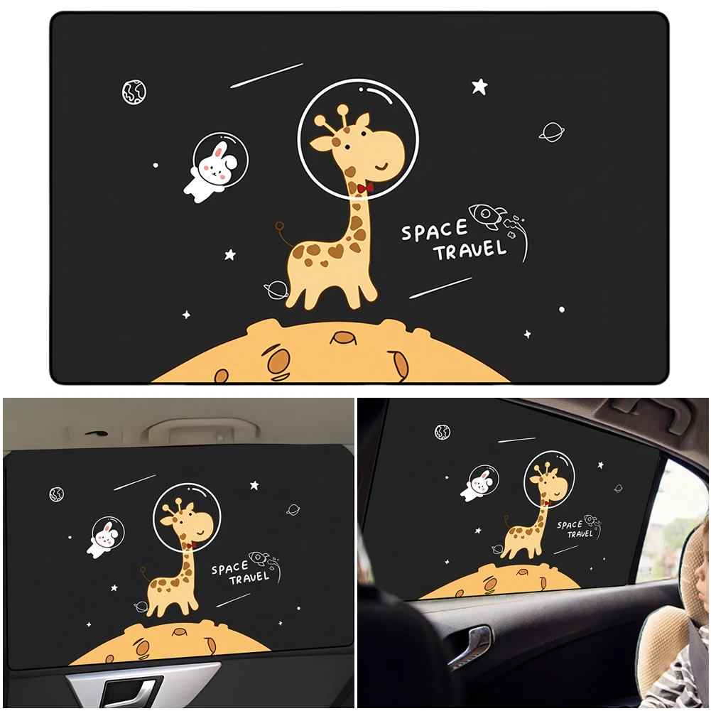 Magnetic Car Magnetic Curtain UV Protection Heat Insulation Window Privacy Shield Foldable Cute Giraffe Car Accessories for Kids