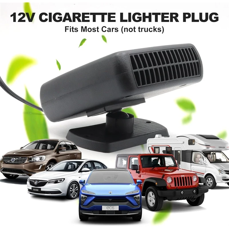 NCSMT 2pc 24v Car Heater, Portable Car Heater and Defroster, Windshield Defogger, Calenton Para Carro, 360° Rotation (Black