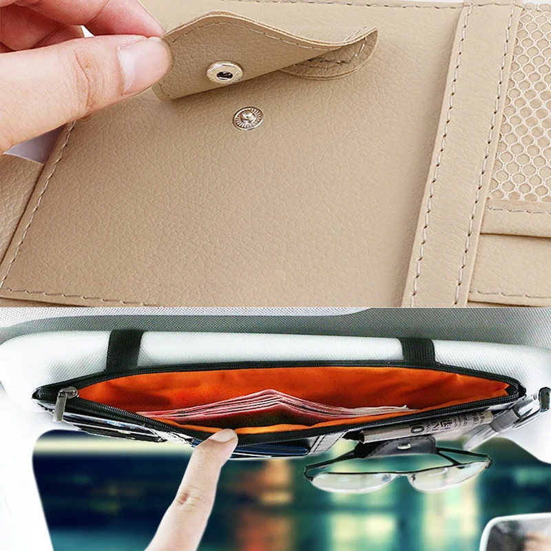 Car Styling Visor Organizer Auto Sun Visor Storage Pouch Car Organizer Sunglasses Holder Card Organizer Ticket Pocket new
