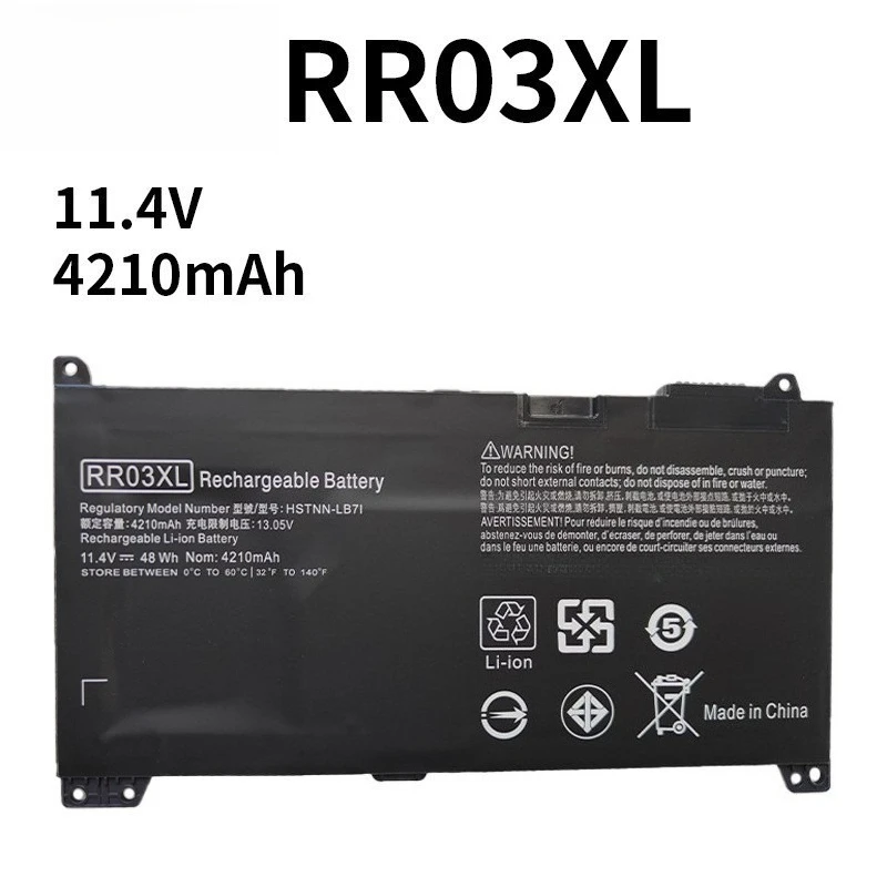 13.05V 3930mAh Laptop Battery RR03  Compatible For HP 430 440 450 G4 G5 Built-in Safety Protection Steady Output Extended Cycle