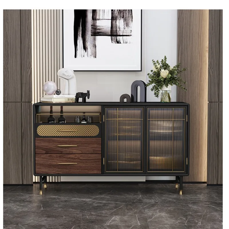 

side cabinet medieval storage decorative cabinet modern simple walnut glass wine cabinet restaurant storage cabinet