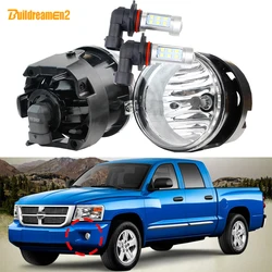 2 Pieces Car Right + Left Fog Light Lampshade + 3030 H10 LED Bulb Accessories For Dodge Dakota 2005 2006 2007 2008 2009