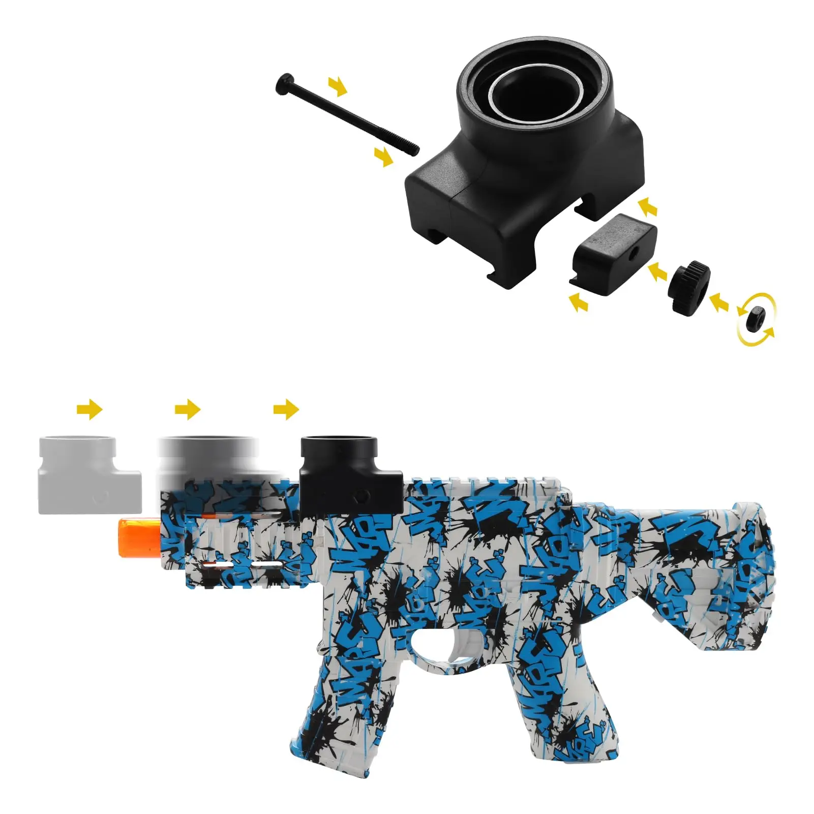 Orby-Splatter Gun Muamo、ブルーゲルビーズ、ガンアクセサリー、7-8mm、5パック、5000個