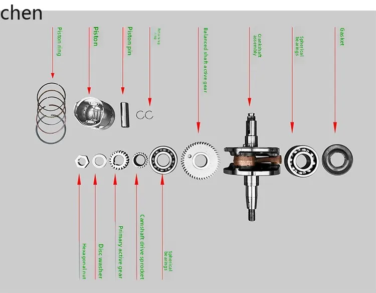 

HXL Engine Crankshaft Connecting Rod Assembly Drive Gear, Washer, Piston Accessories