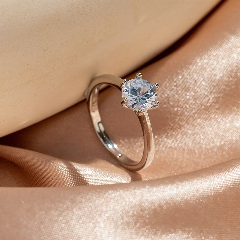 Moissanite Diamond Ring Diamond Ring Female Amazon Small Commodities Order Proposal Marriage Ring Closed