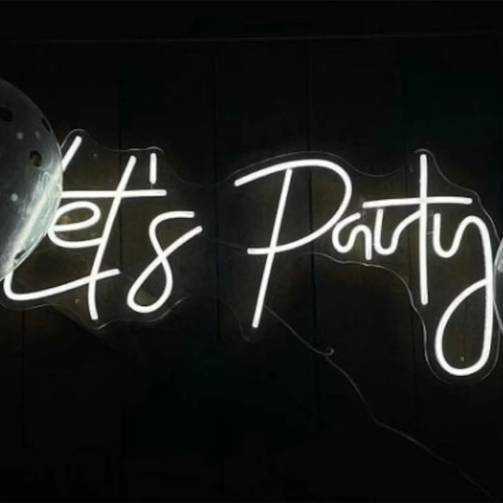 

Let's Party Bar Neon Sign Led Light Custom Birthday Party Wedding Pub Home Room Wall Decor Personalized Design Creative Gift