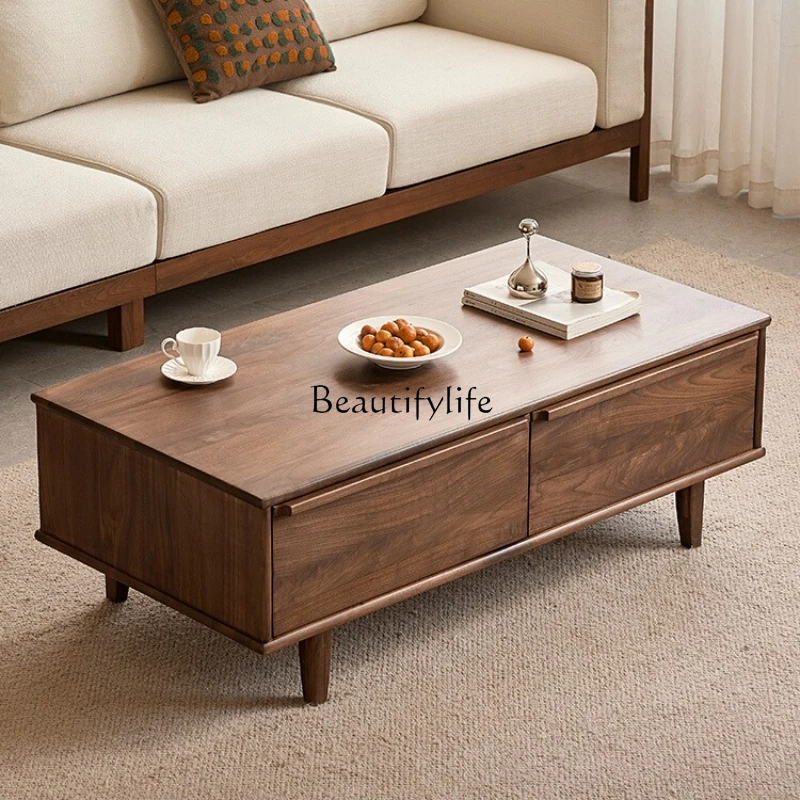 

-North American black walnut coffee table Nordic simple solid wood living room household coffee table small apartment tea table
