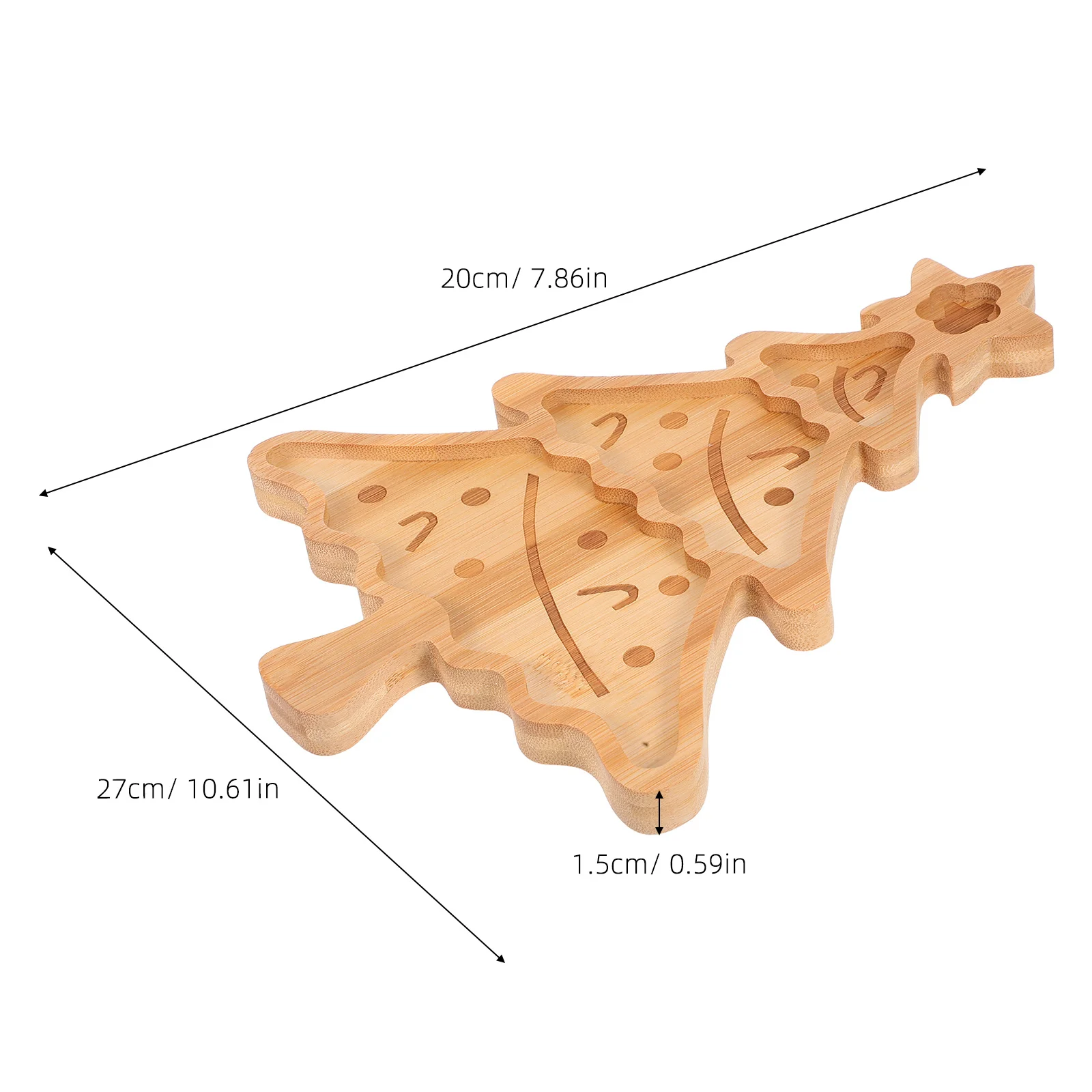 Weihnachtsbaum geformter Dessert-Servierplatte, hellgelber Bambus-Snack-Tablett, Süßigkeiten, Nuss, Urlaub, Party, Display, Urlaub, Party-Teller