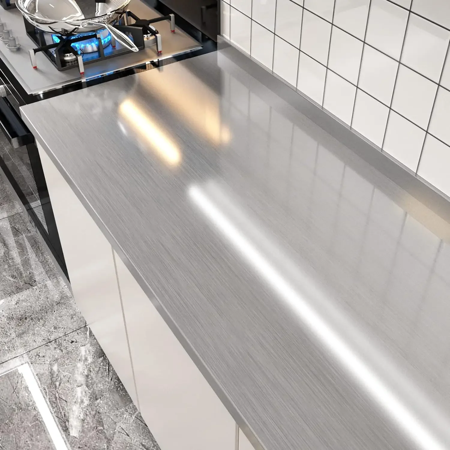 Stainless Steel Contact Paper Waterproof Metallic Peel and Stick Wallpaper for Kitchen Backsplash Self Adhesive Dishwasher Cover