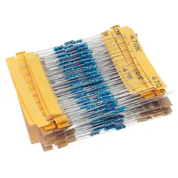 500pcs 50value 1/4W 0.25W 1% Metal Film Resistor Assortment Kit Set 1ohm-10M ohm resistor samples pack