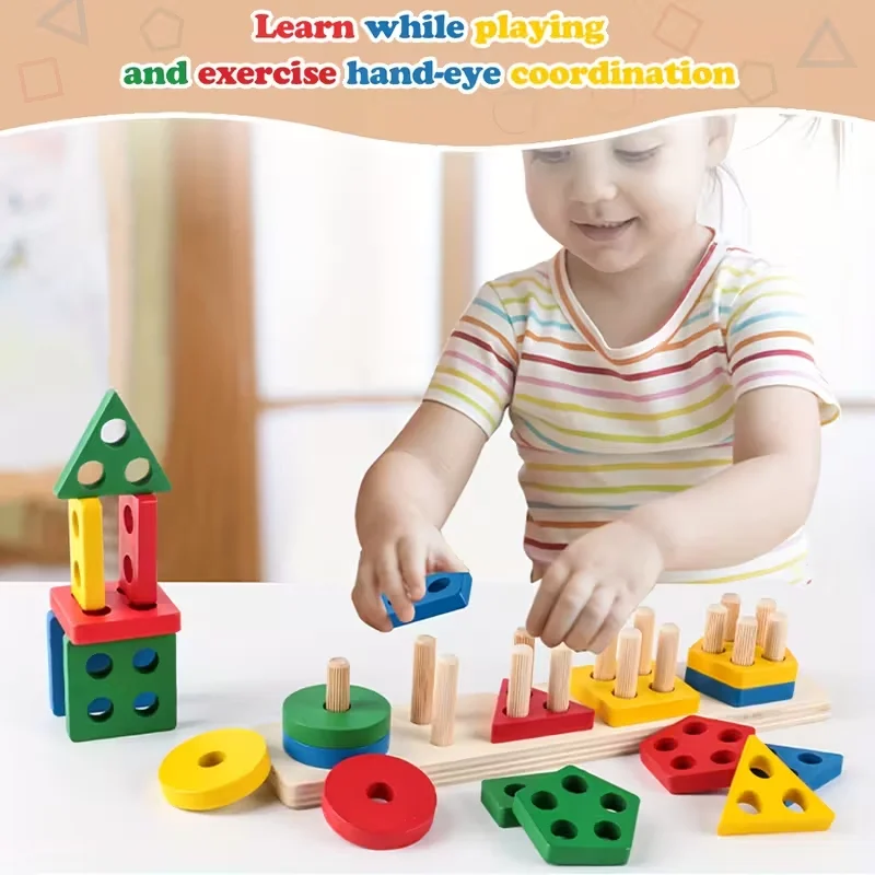 Montessori Wooden Games Baby Toys Puzzle Geometry Educational Games Kids Development Early Learning Toys For Children 1 Year 2
