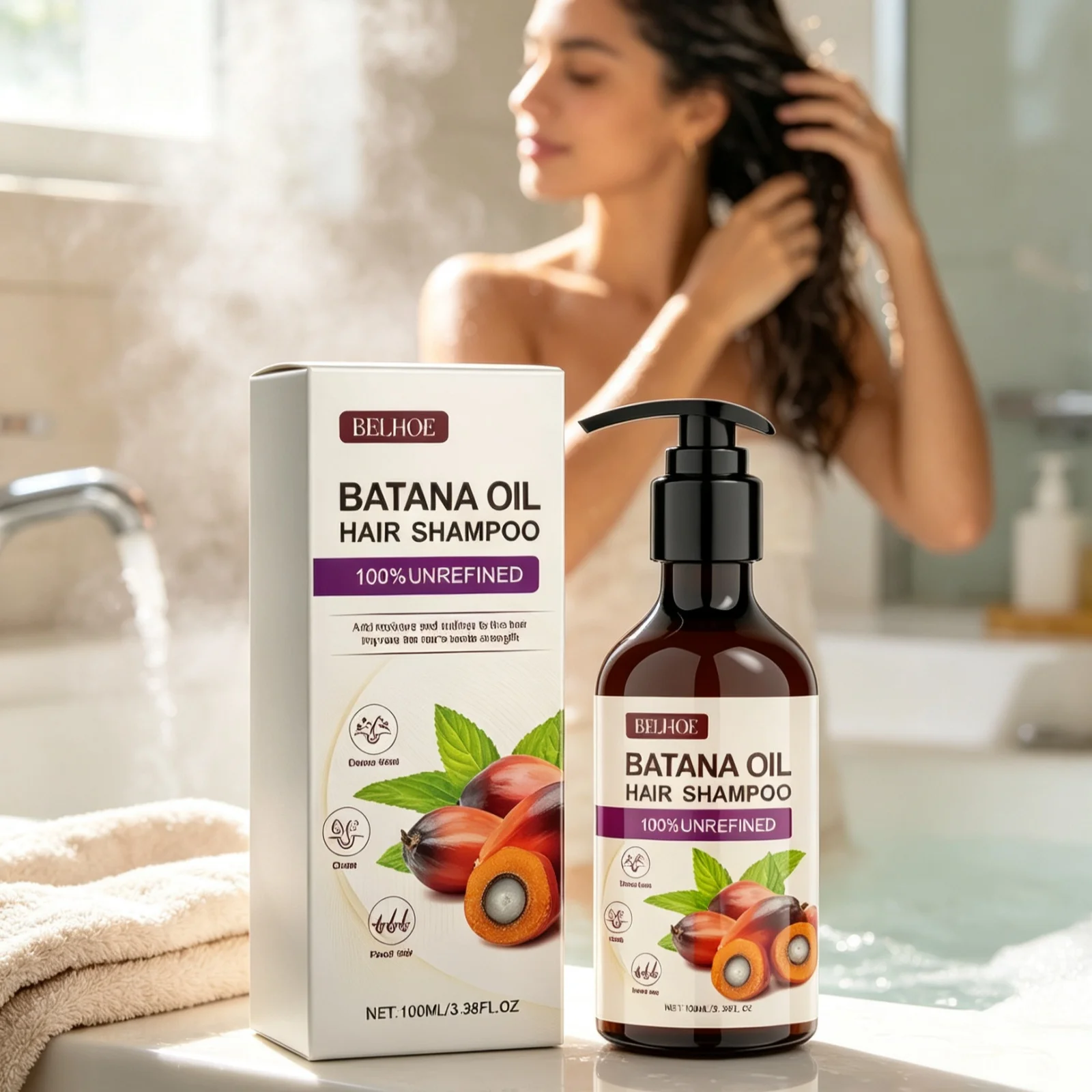 EELHOE Batana Oil Shampoo Nourishing Hair Soothing Dryness Scalp Long Lasting Moisturizing Oil Control Dandruff Removal Shampoo