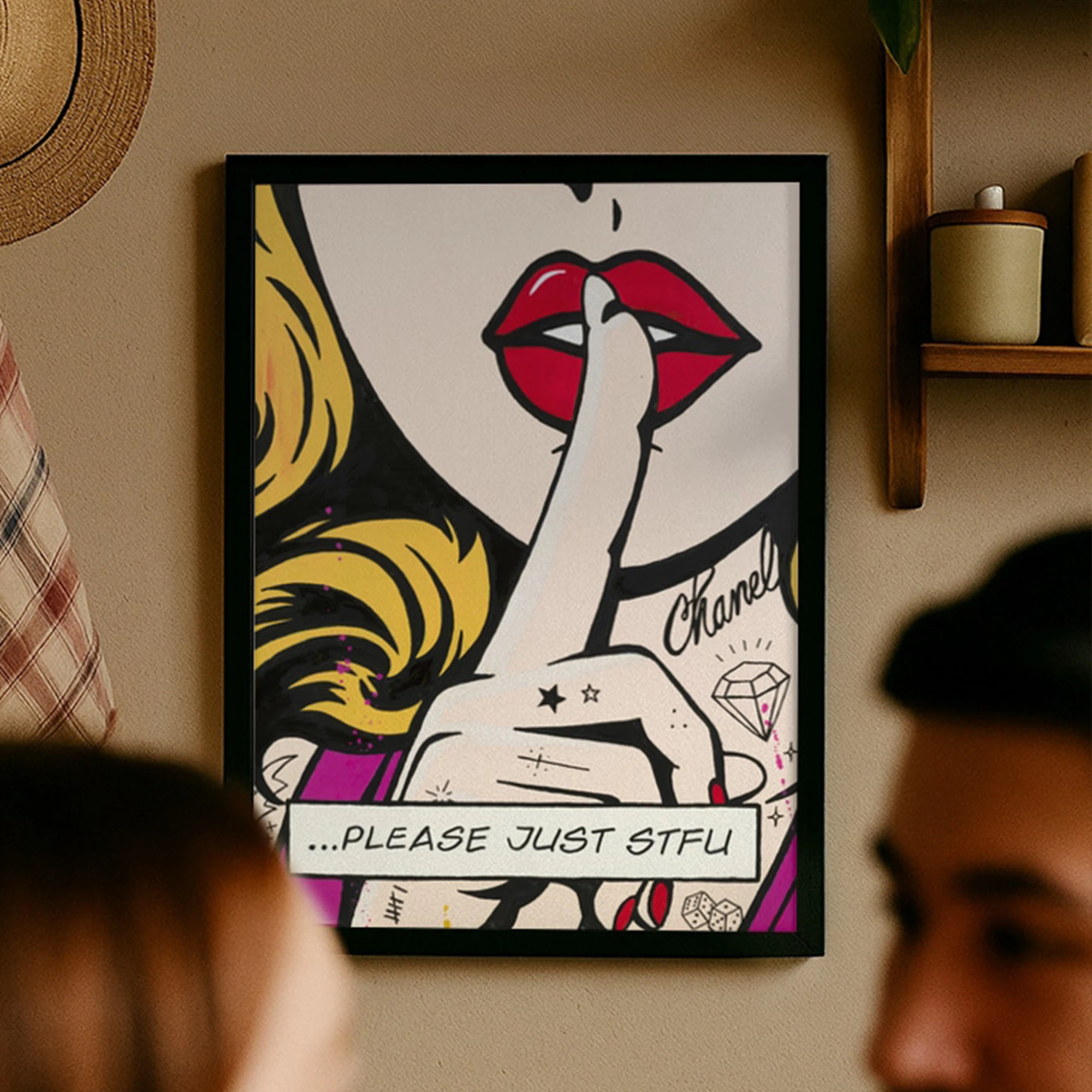 Modern Please Just Be Quiet Wall Art Print Canvas Painting Poster Picture For Living Room,Bedroom Home Decor