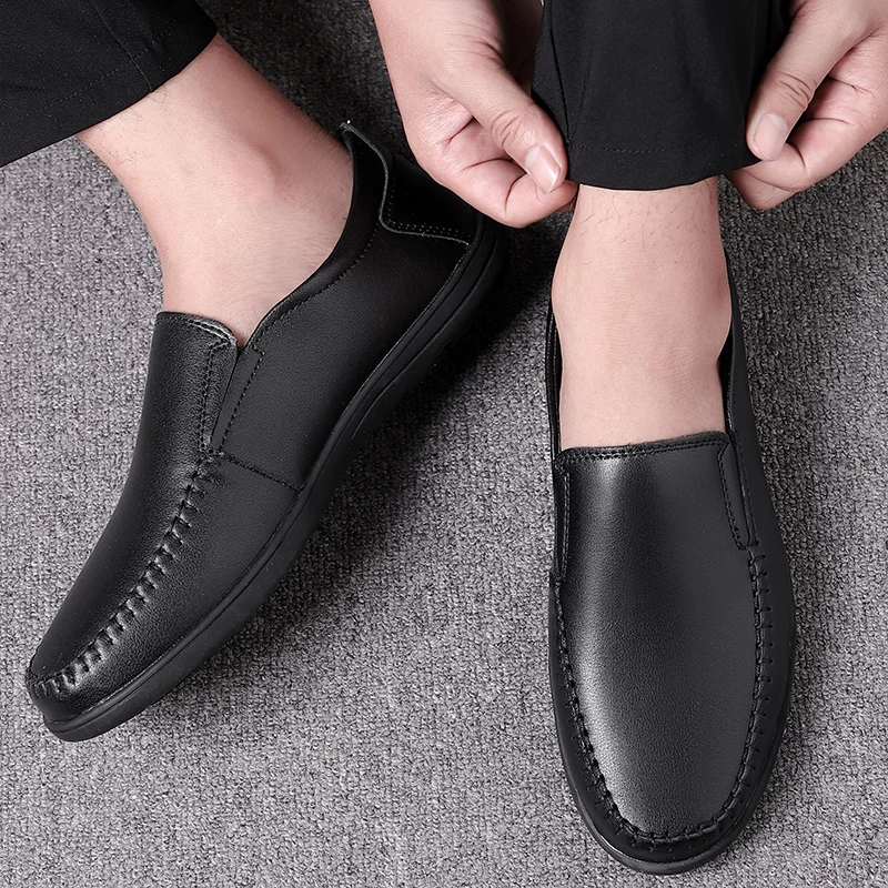 Genuine Leather Men Shoes Luxury Brand Casual Mens Loafers Moccasins Breathable Slip on Designer Driving Shoes Plus Size 38-47