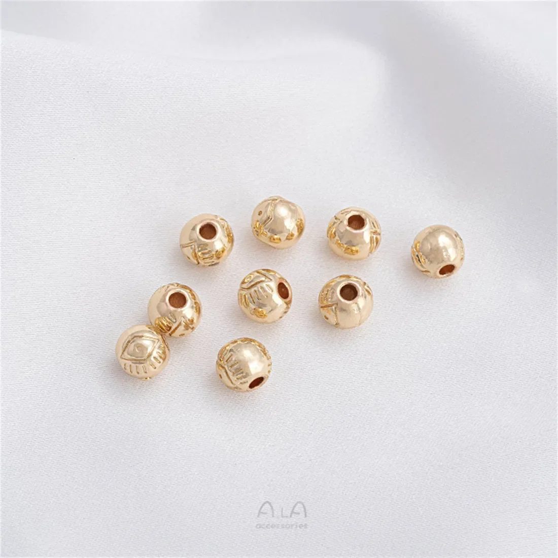 14K Gold Plated Square Bead Heart Meteorite Round Spacer Beads Pattern Bucket Beads DIY Jewelry Accessories