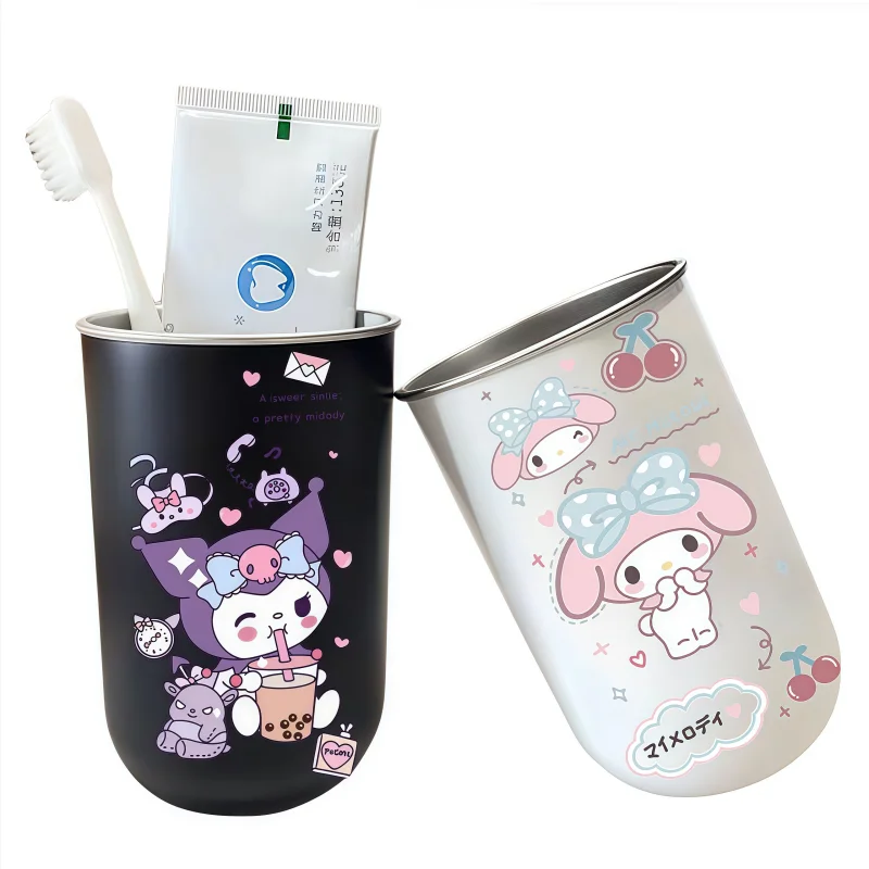 Sanrio Kuromi Mouthwash Cup Portable Good-Looking Cartoon Cute Wash Cup Stainless Steel Children's Toothbrush Cup Wholesale