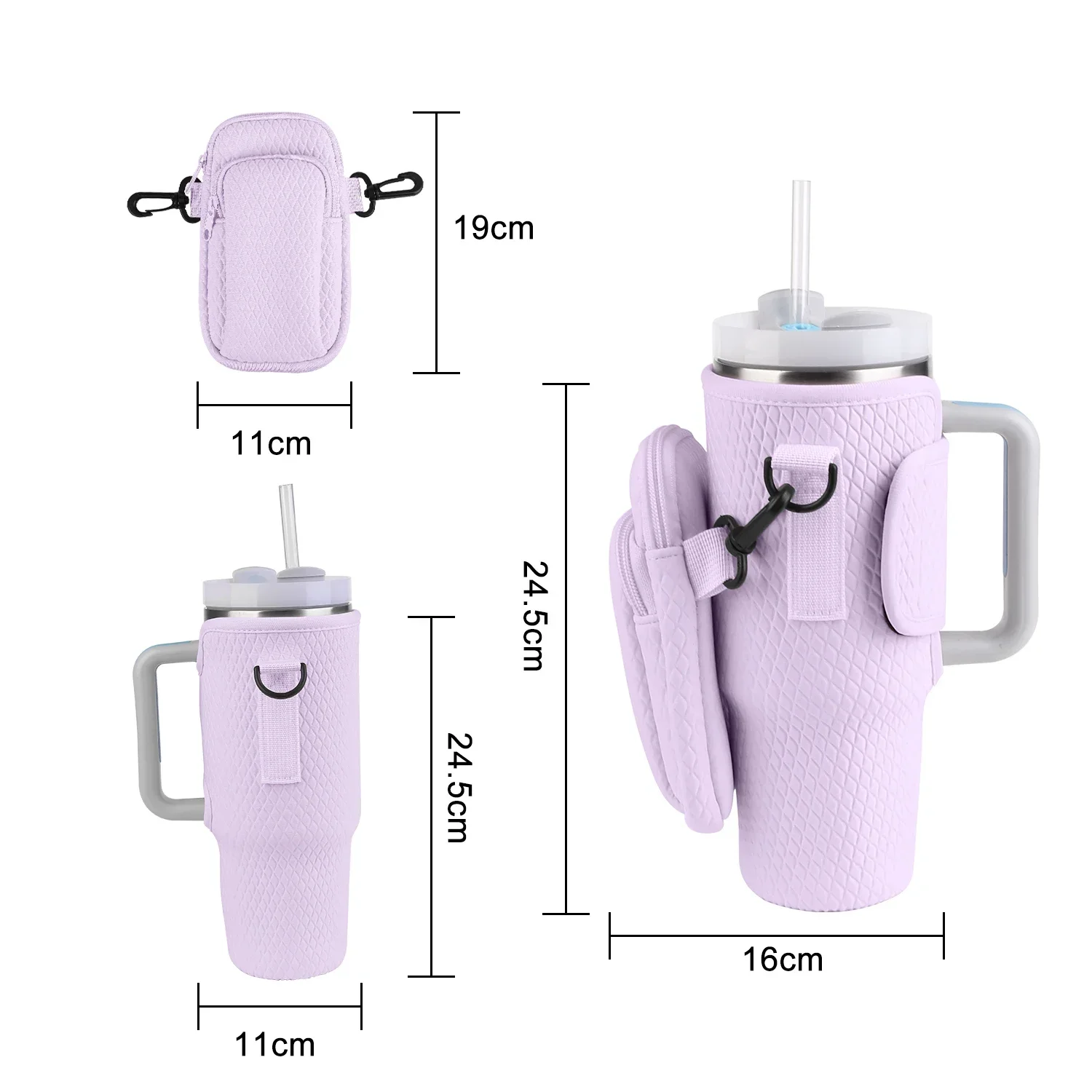 Water Bottle Bag with Handle Compatible with For Stanley 30/40 Oz Insulated Mug Cup Holder Portable Water Bottle Bag