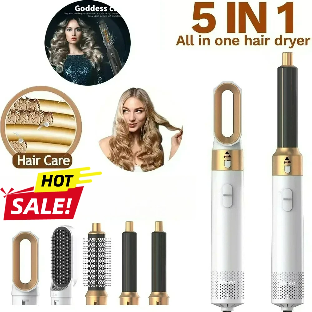 

Профессиональный НОВЫЙ набор расчесок для фена 5 в 1, профессиональный стайлер горячего воздуха для завивки волос, выпрямления и увеличения объема дома