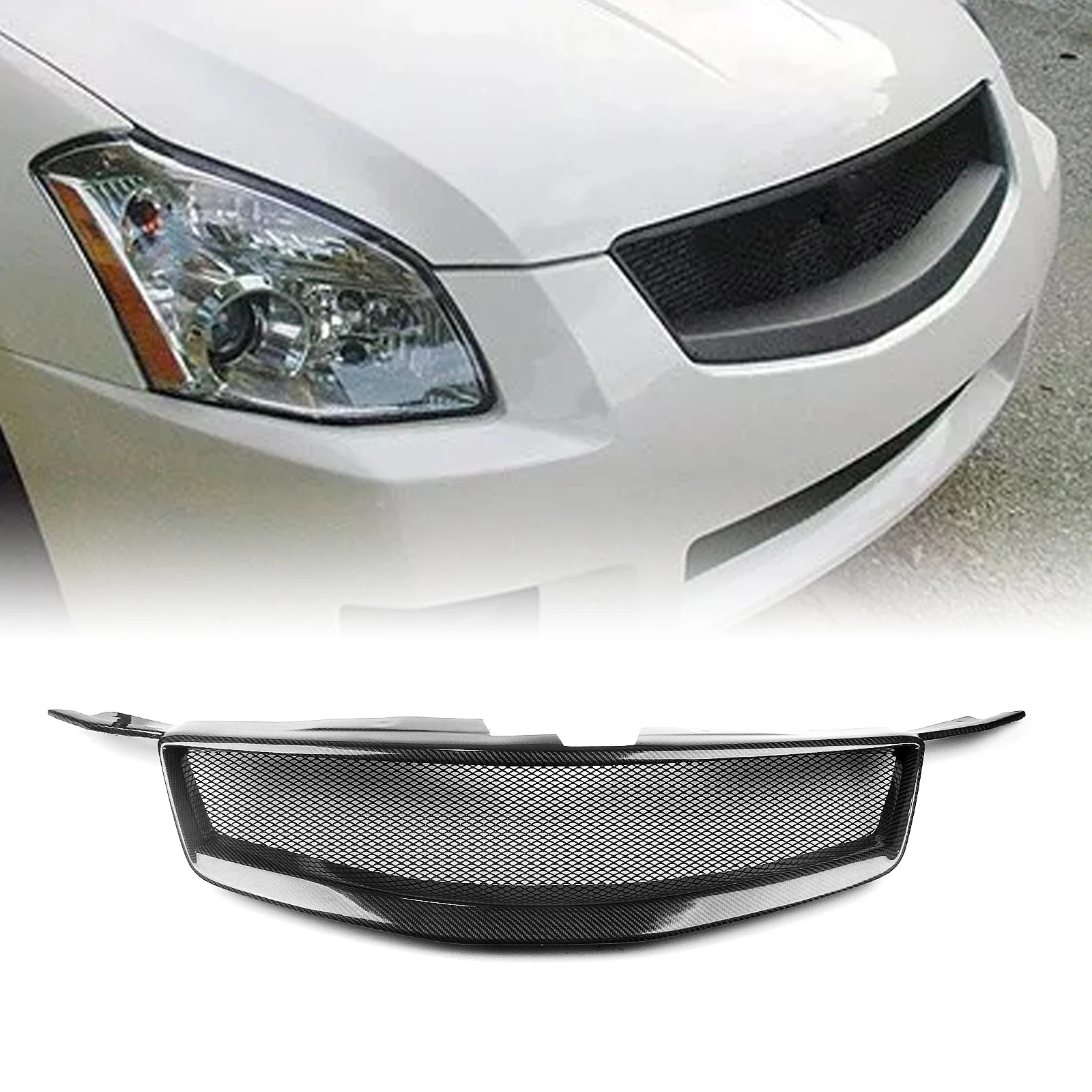 

Front Grille Racing Grill For Nissan Maxima 2007-2008 Carbon Fiber/Fiberglass Honeycomb Style Car Upper Bumper Hood Mesh Grid