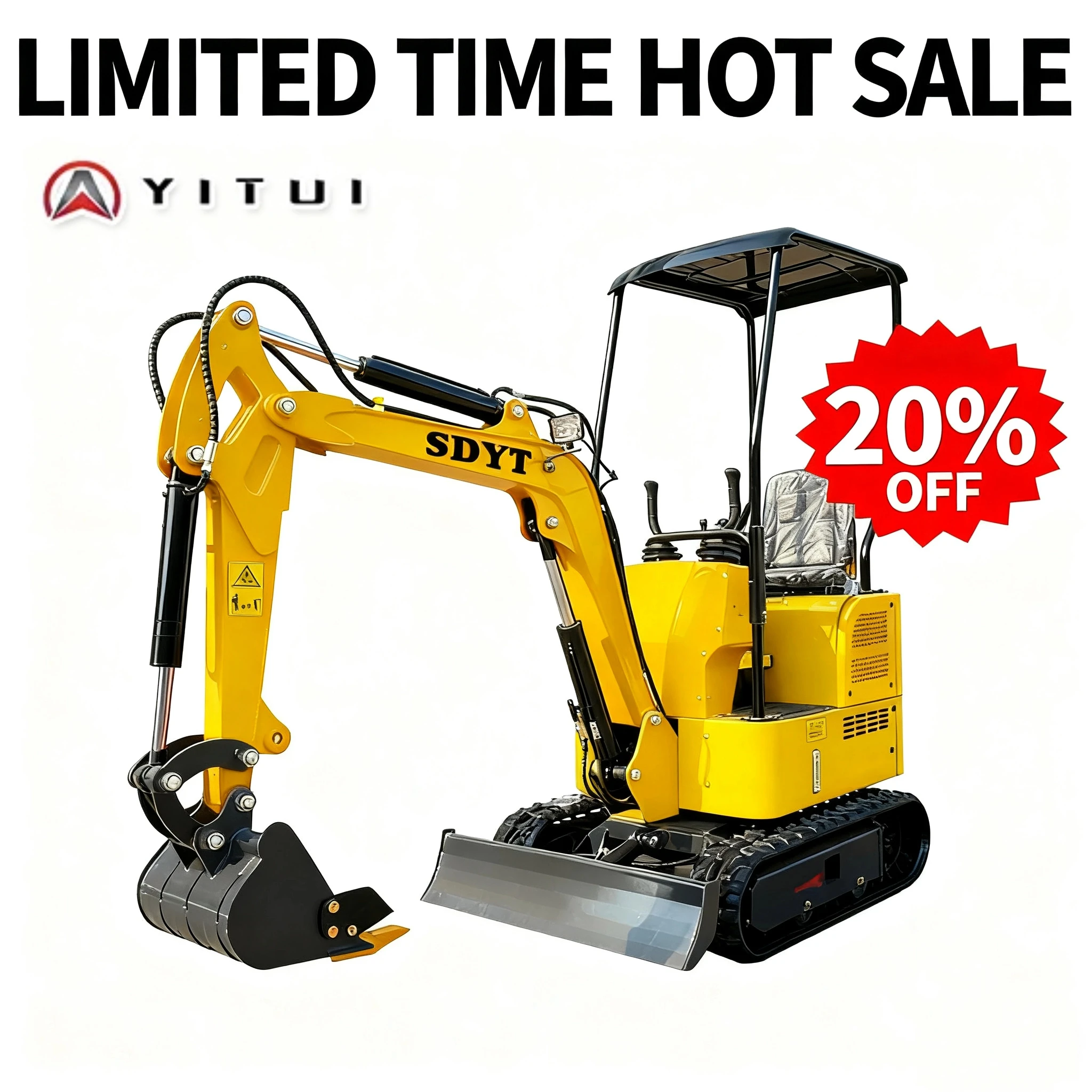 Mini Excavator 1.2 Ton Customized Reinforced Chassis Farm & Agriculture Small-Scale Engineering Narrow Space Work