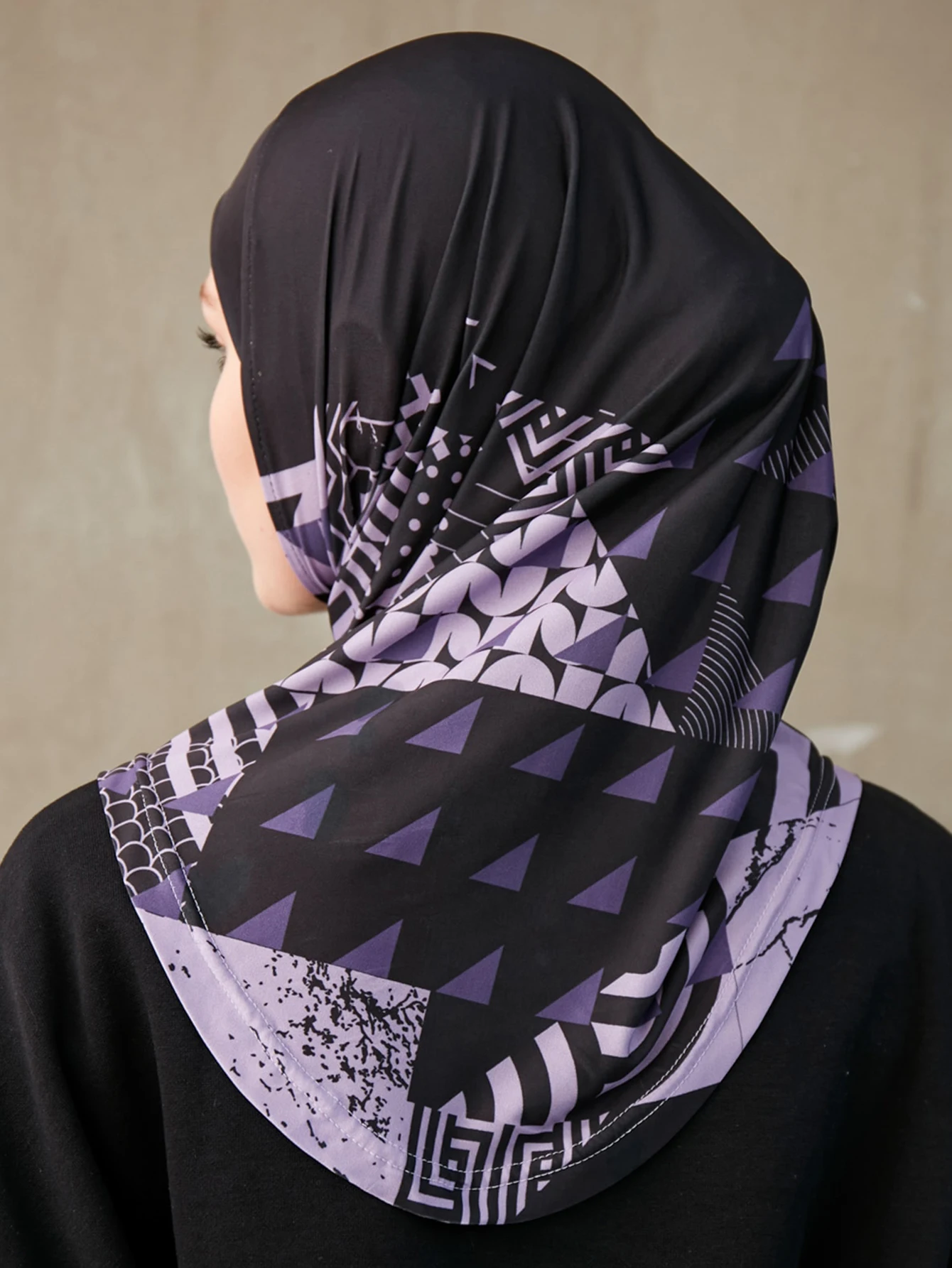 Sporty Inner Women\'s Hijabs Muslim Breathable Islamic Instant Turban For Ladies Geometric Printing Pattern Head Wrap Headband