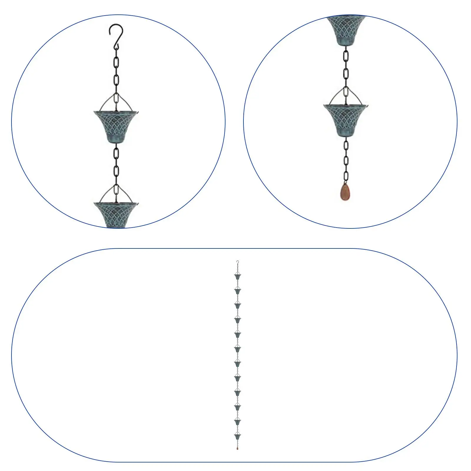 Hanging Iron Rain Chain Fashion Rainwater Diverter Decorative Feature for Garden Lawn Home Yard