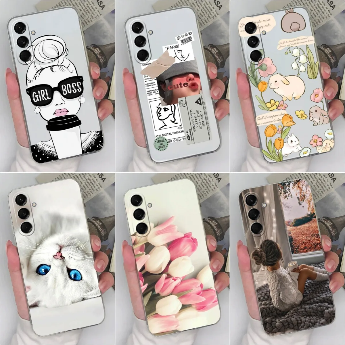 Back Cover For Samsung M55 5G Phone Cases Clear Silicone Soft Shockproof High Quality Fashion Girl Bumper For Galaxy M 55 Fundas