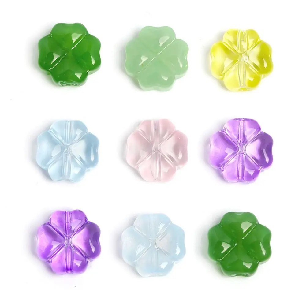 Contas espaçadoras de flores de cristal redondas planas 10x10mm trevo acessórios de vidro em miniatura contas soltas trevo criativo contas soltas