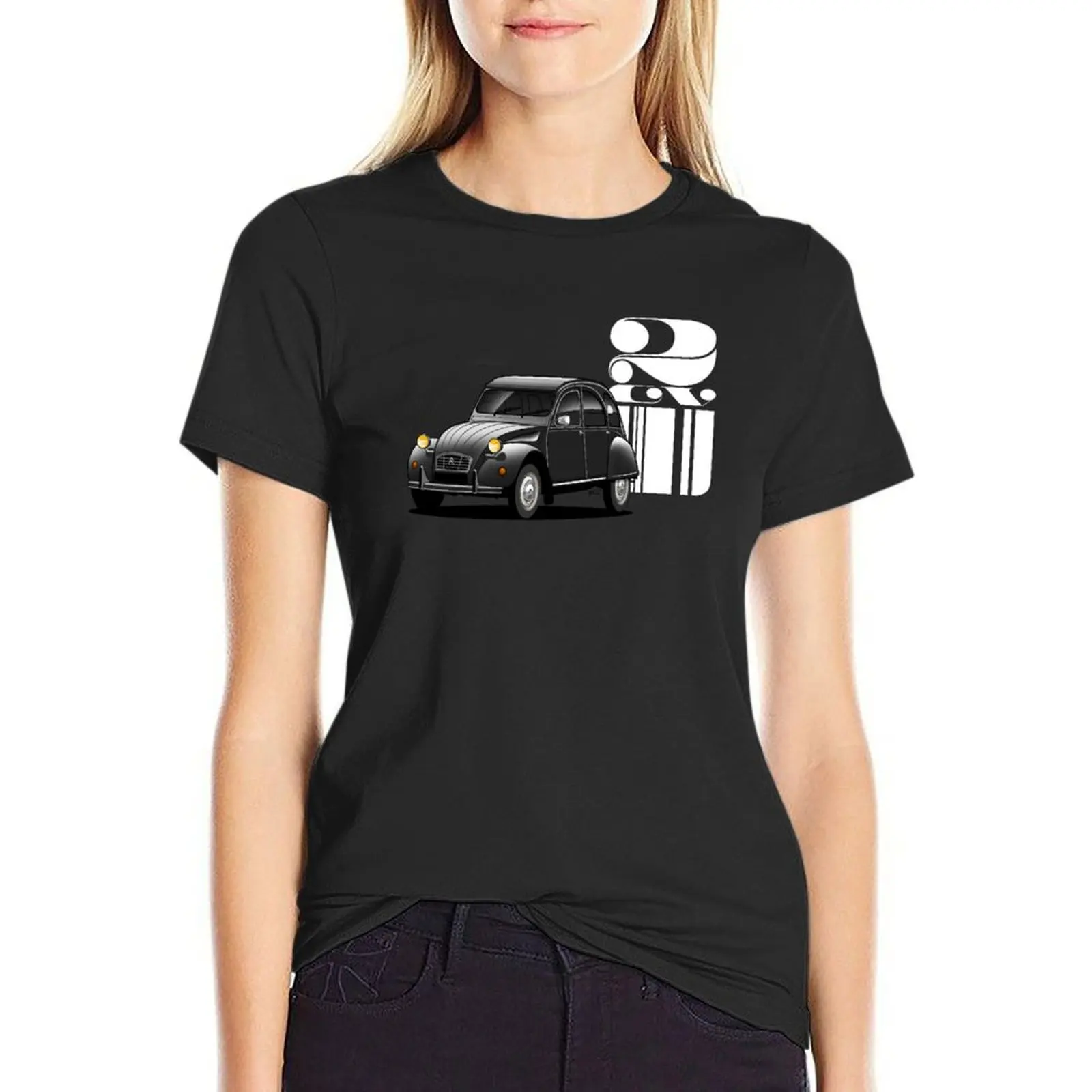 Deux Cheveux 2CV 3/4 zarys graficzna ilustracja T-Shirt ubrania anime topy odzież damska śmieszne koszulki z krótkim rękawem dla kobiet