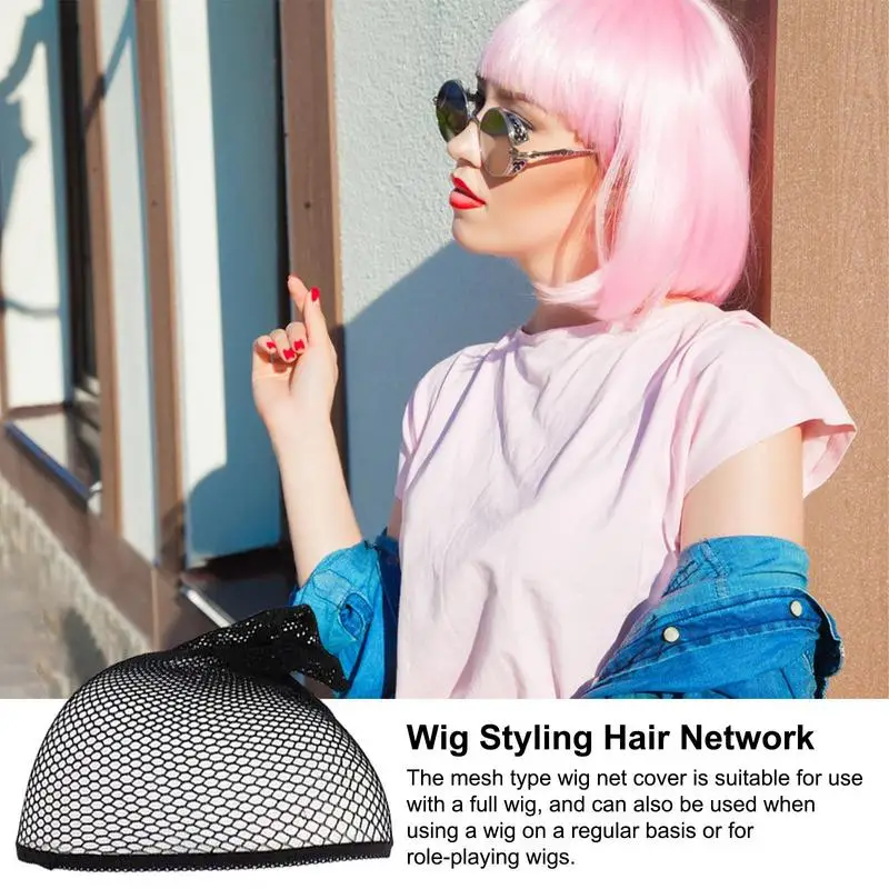 Weaving Hair Caps Mesh Net Wig Net Liner Weaving Caps Elastic Portable Closed End Hair Mesh Net Wig Caps For Girls Adults Women