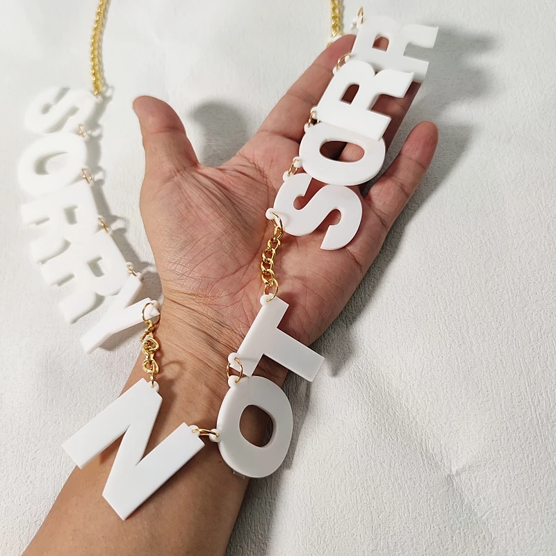 KUGUYS White Acrylic Letters Pendant Necklace for Women Trendy \