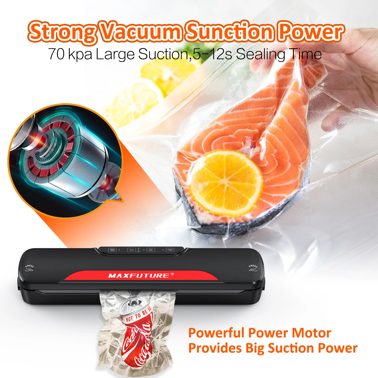 MAXFUTURE Mini Vacuum Sealer Food Bags Packer Automatic Sealing Machine for Home Ktchen Intelligent Storage Sous Vide Food Saver