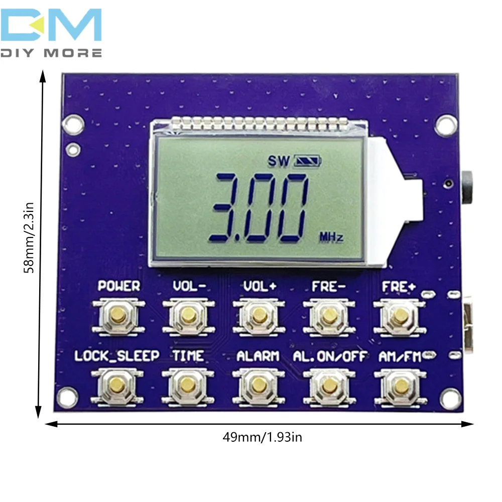 Electronic Display Radio Module 3 Frequency Ranges FM AM Shortwave Mediumwave Full Band LCD Display Support Timer On/Off