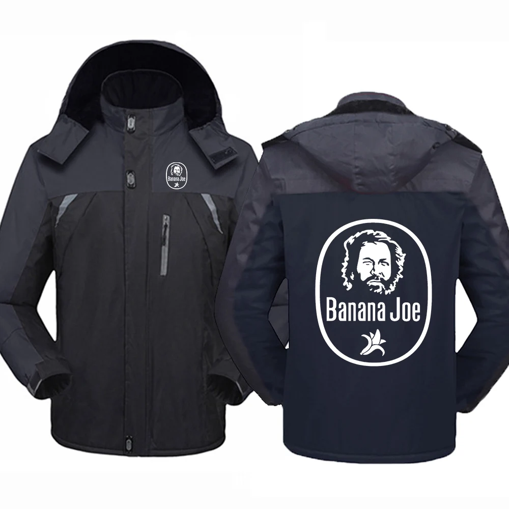 

BUD SPENCER BANANA JOE Print 2025 New Style Autumn And Winter Man's Thicken Windproof Warm Zipper Fleece Hooded Coat