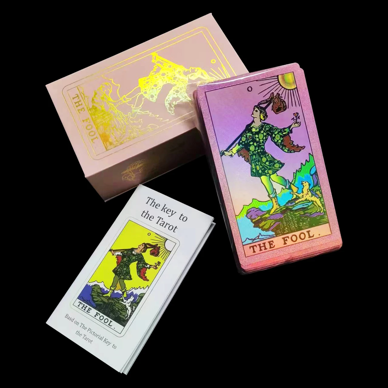 78 Tarot Cards Deck PVC Waterproof Wrinkle Resistant Foil Tarot Cards with Guidebook Fortune Telling Game Card Divination (Pink)